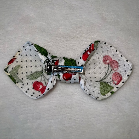 Cherries and Polka Dot Retro Bandana Knotted Hair Bow - Picture 8 of 11